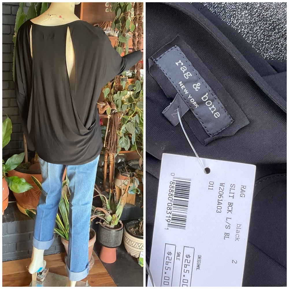 NWT Rag & Bone Draped Slit Back long sleeve tee